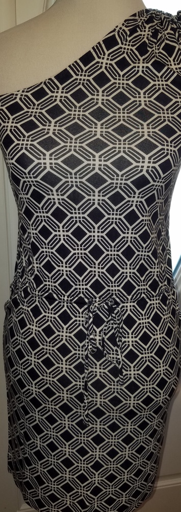 Banana republic one shoulder dress white navy XS